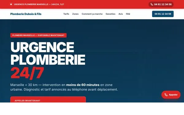 Aperçu du site démo plombier